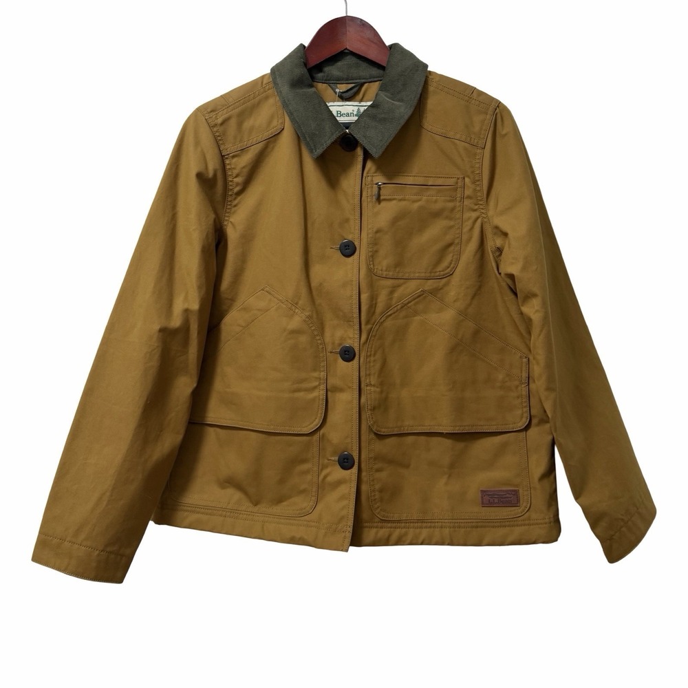 LL Bean Womens 1924 Field Coat Size LP Barn Chore Jacket Lined British Millerain